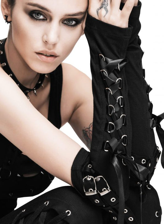 Sorte armvarmere med snøring