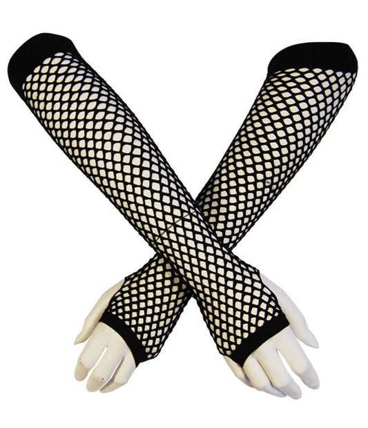 Lange sorte nettinghansker