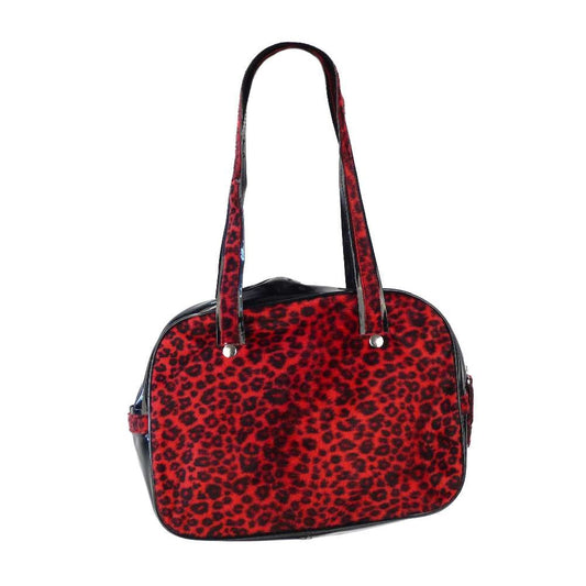 Vintage rockabilly håndveske, rød leopard