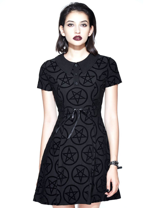 Sort skaterkjole med pentagram-print