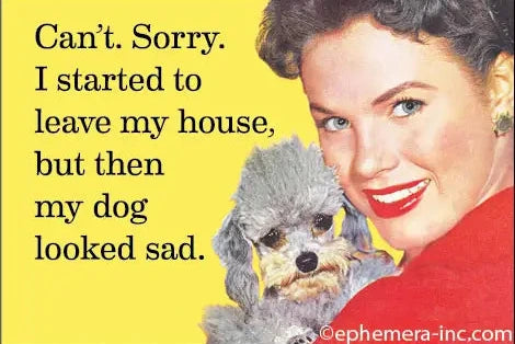 Magnet: Can't. Sorry. I started to leave my house, but then my dog looked sad.